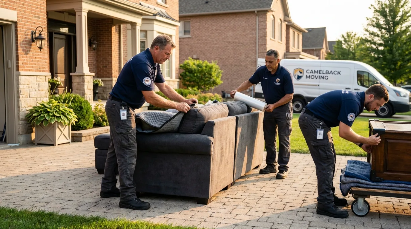 Large estate moving crew wrapping furniture in Waseca, MN